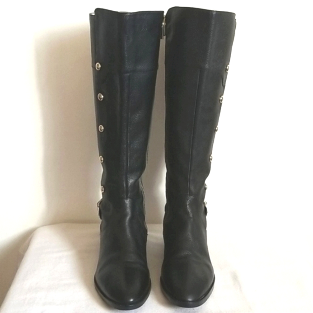 Michael Kors Black Leather Riding Boots Size 6.5 - Picture 3 of 13